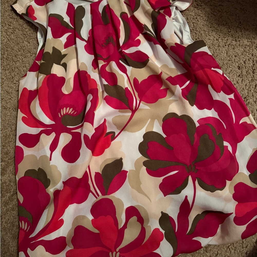 Floral Blouse in Red and Cream